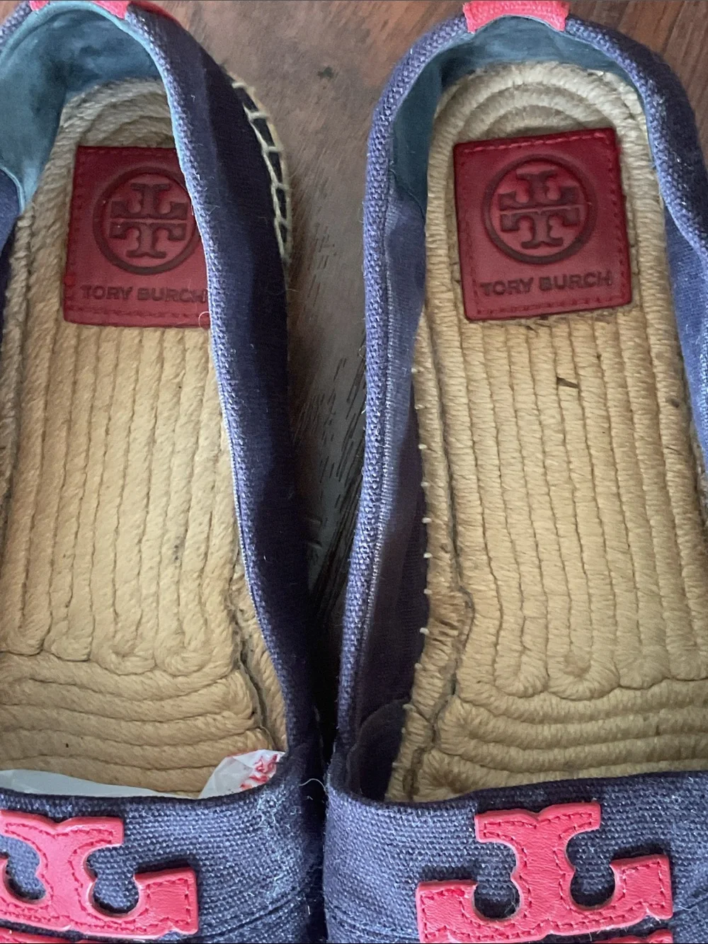 Tory Burch Navy Espadrille Slip-On with Red Logo